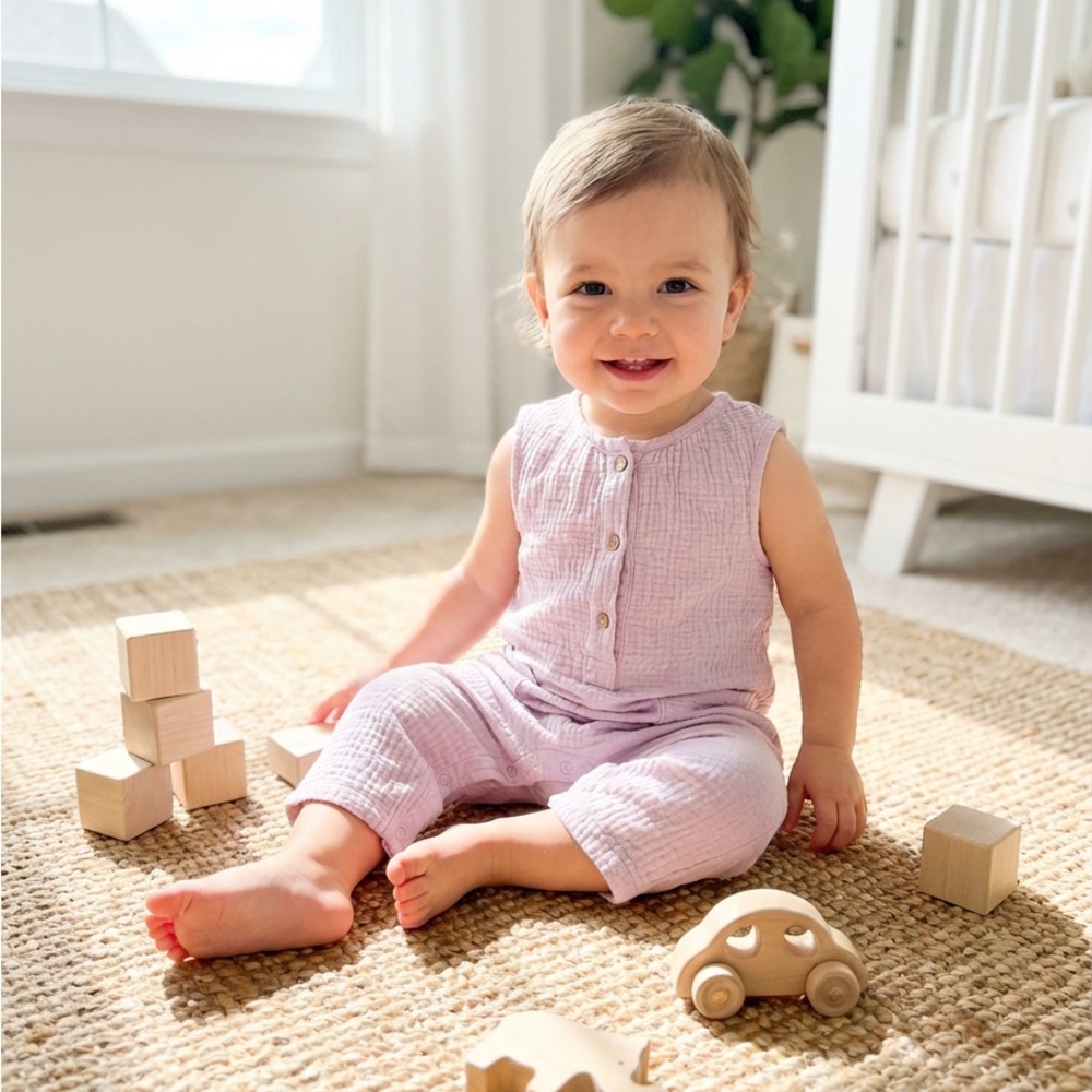 Charming Pink Sleeveless Kids Romper